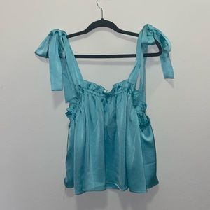 Pretty Blue Bow Tie Tank Top